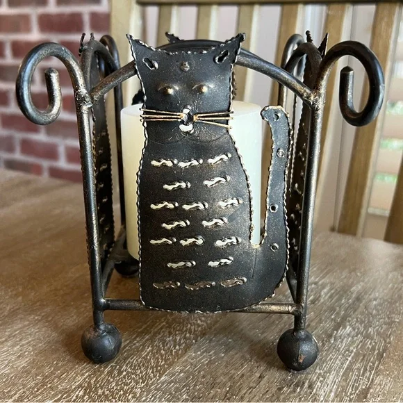 Kirklands Bronze Metal Cat Candle Holder - Picture 3 of 5